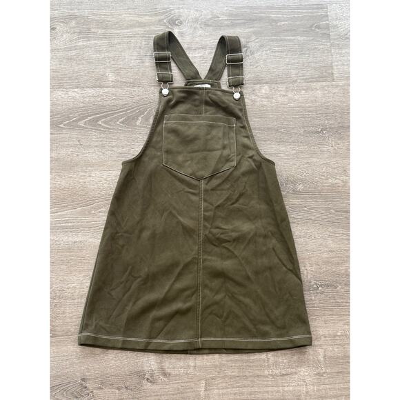 AUW Dress Womens S Green Sueded Stretch Polyester Bib Overall Jumper Pinafore - Picture 1 of 5